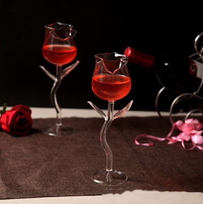 Special Rose Shape Juice Beverage Cocktail Glass Bottle Transparent 180ml For Bar