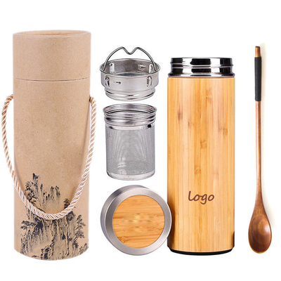 Tumbler Coffee Stainless Steel Double Wall Bamboo Travel Mug 450ml With Bamboo Lid