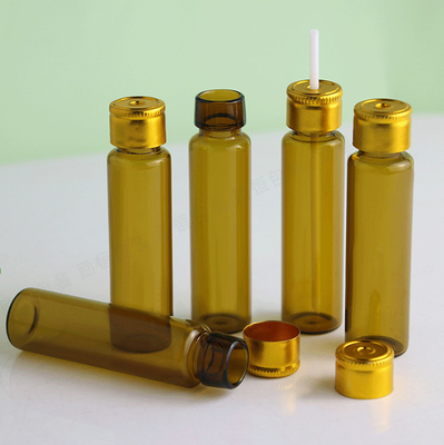 10ml Pharma Oral Liquid Custom Glass Amber Round Bottle With Aluminum Cap