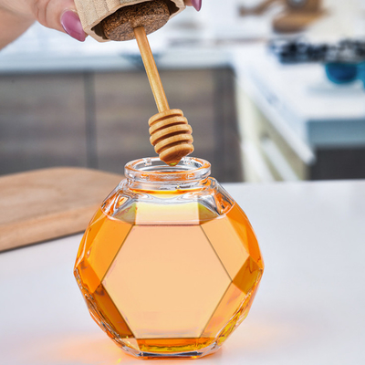 500g Honey Bottle Honey Glass Storage Bottles Wooden Lids
