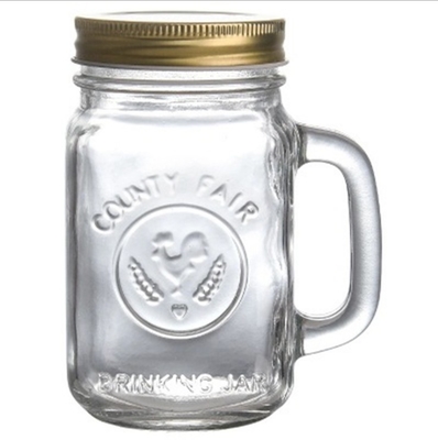 ISO14001 Glass Storage Bottles Crackproof Country Fair Mason Jar Mugs 5.25in