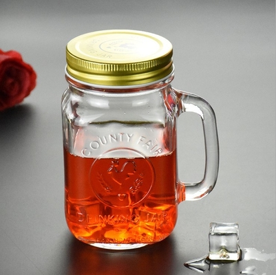 ISO14001 Glass Storage Bottles Crackproof Country Fair Mason Jar Mugs 5.25in