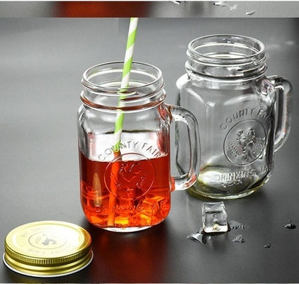 ISO14001 Glass Storage Bottles Crackproof Country Fair Mason Jar Mugs 5.25in