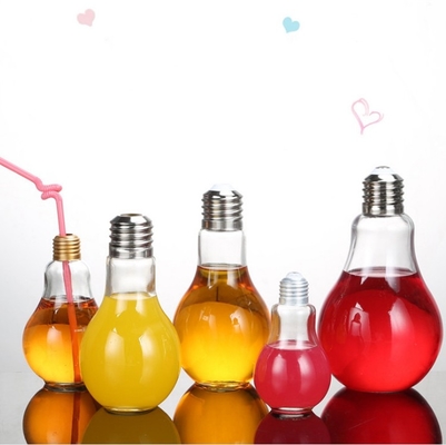 BPA Free 5.3oz Light Bulb Shaped Glass Storage Bottles With Screw Cap