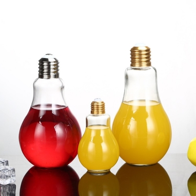 BPA Free 5.3oz Light Bulb Shaped Glass Storage Bottles With Screw Cap