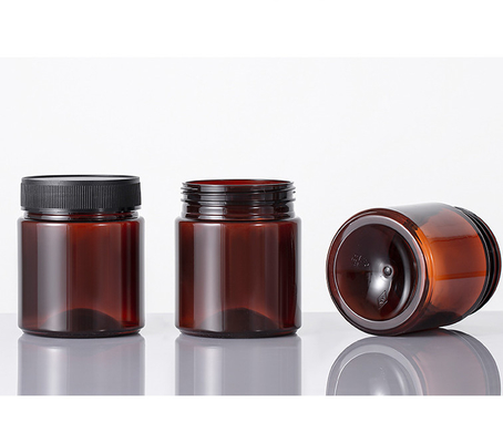 Barbecue Powder 65mm 4 Oz Amber Plastic Jars Containers With Lids ODM