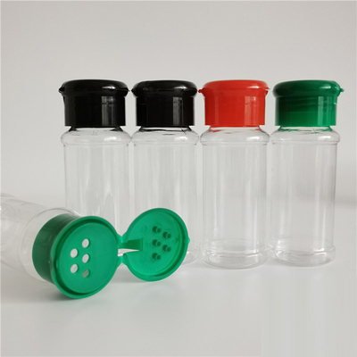 Plastic PET Spice Pepper Powder Container Seasoning Bottle Round Shaped 100g