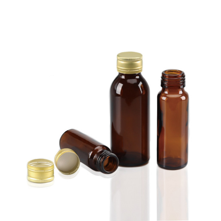 Brown Amber Boston Oral Liquid Syrup Round Glass Bottle 20ml 100ml With Screw Cap