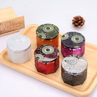 Good price شیشه شمع برجسته شیشه ای هشت ضلعی خالی لوکس چند رنگی 4 اونس 8 اونس با درب آنلاین